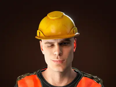 High Quality Male Army Worker Low-poly 3D model