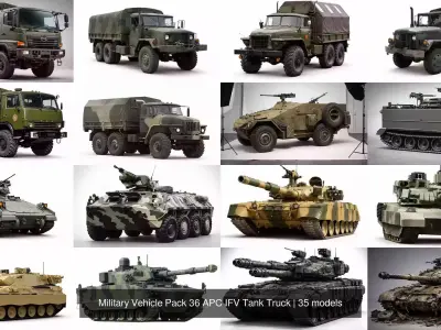 Military Vehicle Pack 36 APC IFV Tank Truck