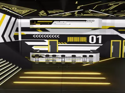 Techno-Minimalist Commercial Space 3D model