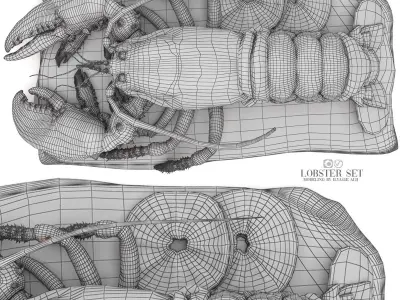 lobster set on slate 3D model