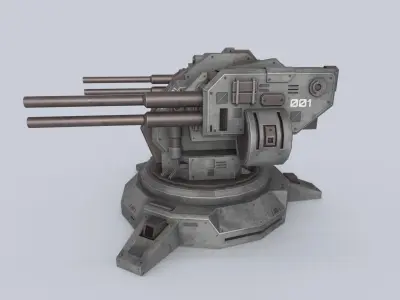 Defense turret Low-poly 3D model