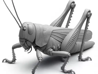 HyperRealistic Grasshopper Detailed Insect Natural Textures Low-poly 3D model