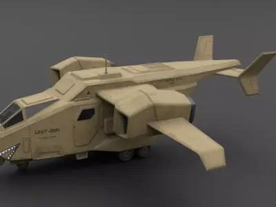 Drop Ship Sci-fi Aircraft Low-poly 3D model