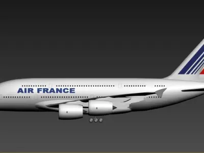 3D model of an Air France airplane specifically an Airbus A380 Low-poly 3D model