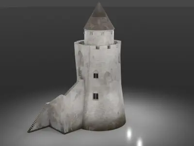 Medieval tower Low-poly 3D model