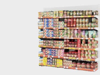 Market Shelves Low-poly 3D model
