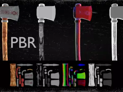 Tribal Ritual Axe Low-poly 3D model