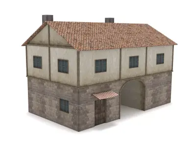 Medieval Gate House Low-poly 3D model