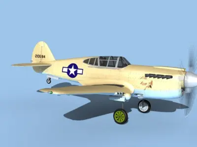 Curtiss P-40F Warhawk V10 USAAF 3D model