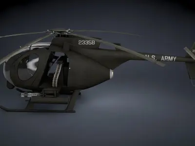 MH-6 Little Bird Gunship Low-poly 3D model