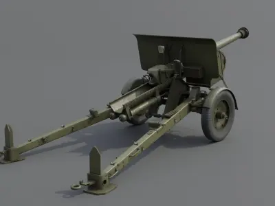 Type 90 75 mm field gun Low-poly 3D model