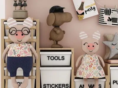 toys and furniture set Low-poly 3D model