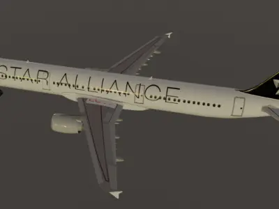 Airbus a321-211 star alliance low poly 3D Model Low-poly 3D model