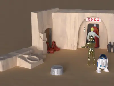 Set 1 Cantina main Entrance Outside 1-6 scale 3D Model Pack purchase