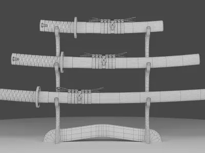 Set of japanese swords - Dragon Riujin 3D model