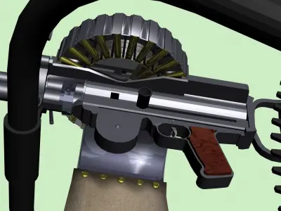 WWI Lewis M1918 machine gun for aircraft 3D model