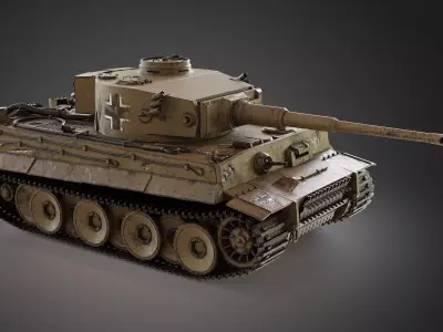 WW2 German Tiger tank Low-poly 3D model
