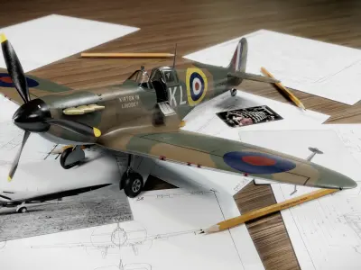World War 2 Mark 1 Supermarine Spitfire 3D model