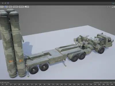 Rigged S-400 Missile n Radar Low-poly 3D model