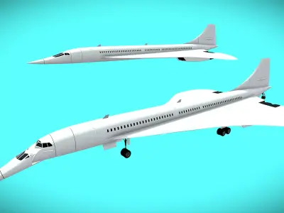 Supersonic passenger flight - Concorde Low-poly 3D model