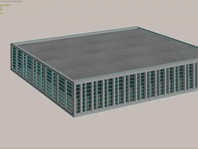 Modern flat-roof office building model 3D model
