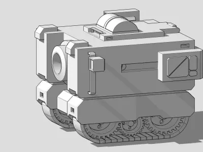Cartoon style tank Low-poly 3D model