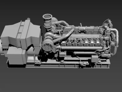 3D model Marine Propulsion Engine with Generator 3D model