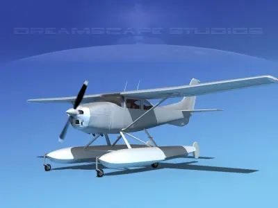 Cessna 182 Seaplane Bare Metal 3D model