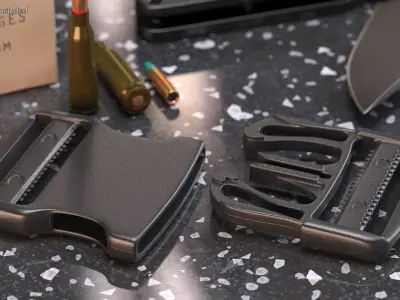 YKK Flat Dual Adjustable Side Release Plastic Buckle 3D model