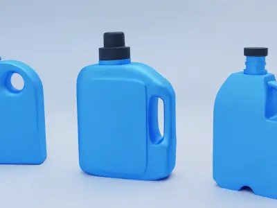 Plastic Detergent Bottle Set Clean Product Packaging 3D model