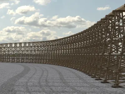 Wooden trestle bridge Low-poly 3D model