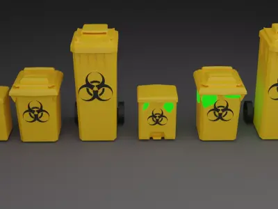 Biohazard Trash Bin Pack Low-poly 3D model