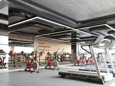 Fitness Center Gym Interior 3D model