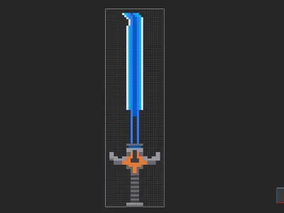 Sword created with voxel art 3D model