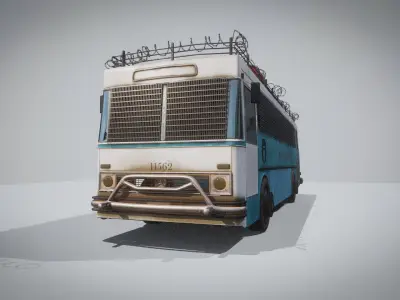 Post-Apocalyptic Bus Low-poly 3D model