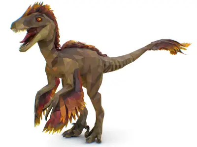 Dinosaur Raptor Feathered Lowpoly Art Animal Low-poly 3D model