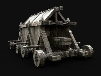  BATTERING RAM MEDIEVAL WAR MACHINE SIEGE ENGINE BATTLE TANK Low-poly 3D model