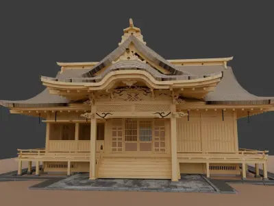 Japanese shrine Mito Hachimangu 3D model