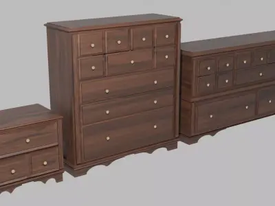 Vintage Bedroom Storage Set Low-poly 3D model
