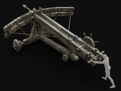 WAR MACHINE BALLISTA MEDIEVAL SIEGE ENGINE WAR BATTLE WEAPON Low-poly 3D model