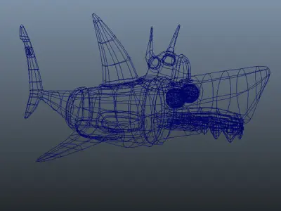 Shark cartoon Low-poly 3D model