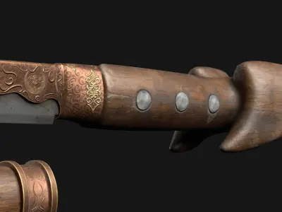 Yatagan Sword 17th Century Turkish Ottoman Scimitar Low-poly 3D model