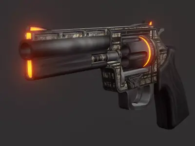 Sci-fi revolver Low-poly 3D model