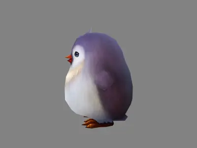 Cartoon baby penguin Low-poly 3D model