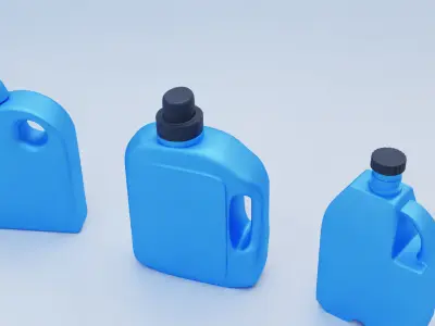 Plastic Detergent Bottle Set Clean Product Packaging 3D model