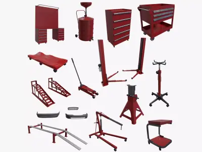 Car Service Equipment Pack Low-poly 3D model