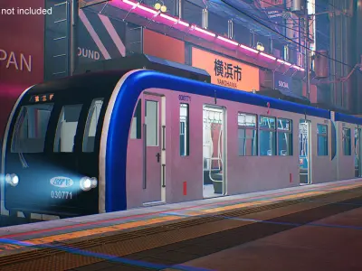 Chongqing Monorail Train Head and Passenger Cars Rigged 3D model