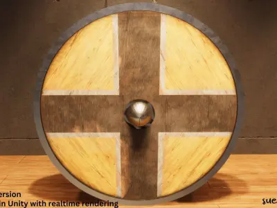 Round Shield - Lowpoly Textured and Colorbased  Low-poly 3D model