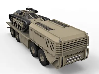 Military truck with GIJOE tracked vehicle 3D model