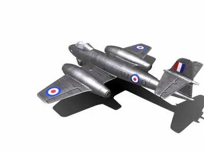 Gloster Meteor British Fighter Jet Low-poly 3D model